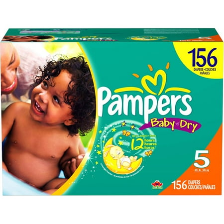 Pampers Baby Dry Diapers Economy Plus Pack, Size 5, 156 Count