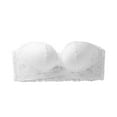 thumbnail image 2 of Bigersell Womens Lace Strapless Bra Ladies Push-up Bandeau Bra Padded Bralette Back Hook and Eye Bra Closure Crop Tube Tops Bra Full-Coverage Wireless Bras White 38B, 2 of 7