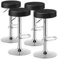 thumbnail image 1 of Costway Ensemble de 4 Chaises de Pub Rondes Réglables Pivotantes en Cuir avec Repose-Pieds Noir, 1 of 10