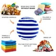 thumbnail image 5 of Stuffed Animal Storage Bean Bag Chair 23" for Kids Room DIY Bean Bag Covers Only White Blue Stripes, 5 of 6