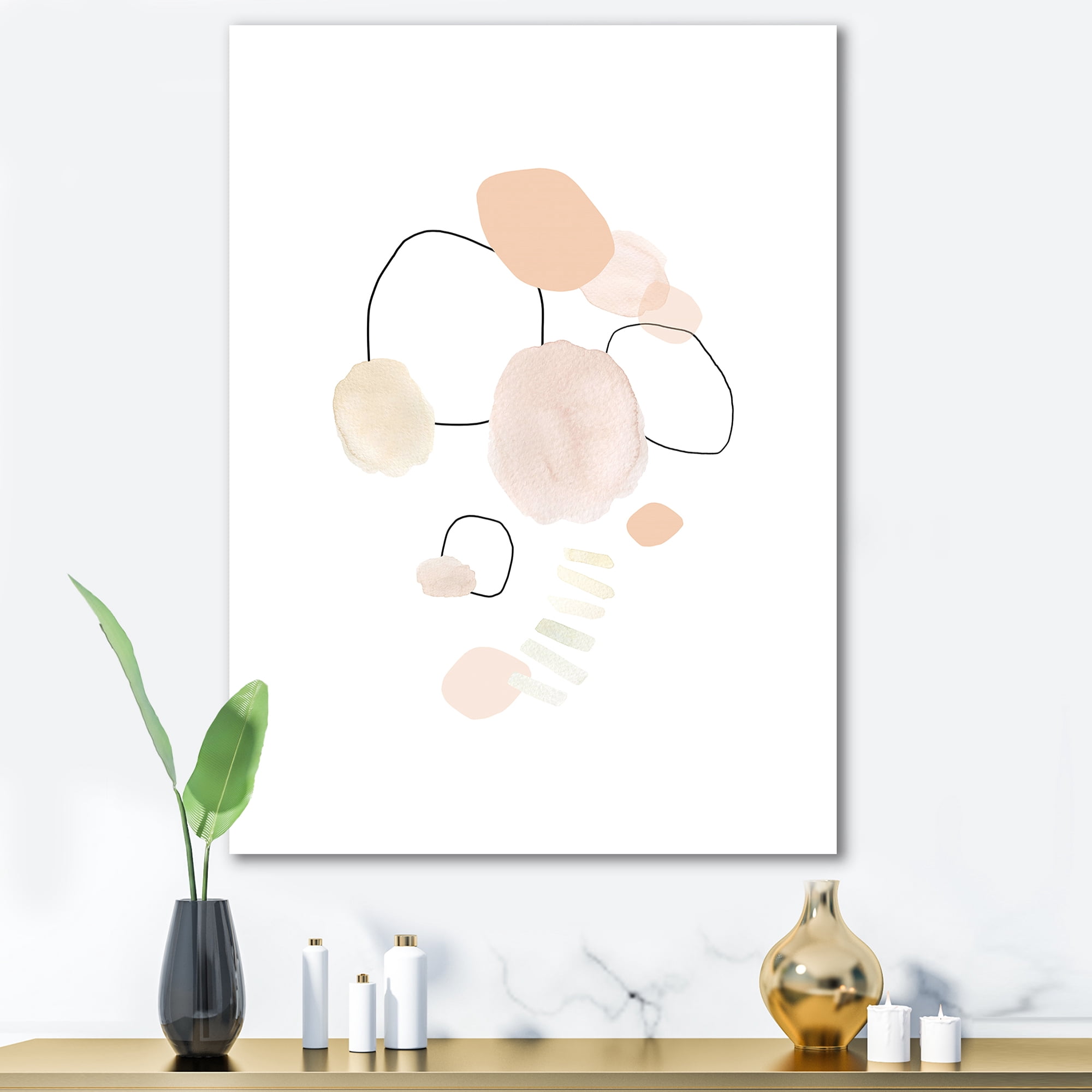 Watercolour Stains On White 16 in x 32 in Painting Canvas Art Print, by Designart