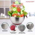 thumbnail image 2 of AVACRAFT 18/10 Stainless Steel Mixing Bowls with Lids, non slip silicone base bowls with Handle, Mixing Bowl Set with Pour Spouts & Measurement Marks, Home Essentials Cooking Bowls, (Red), 2 of 7