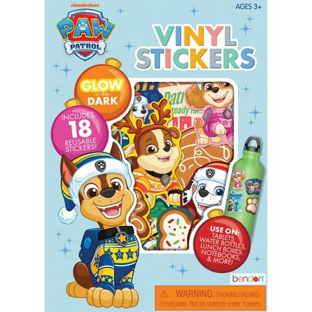 PAW Patrol Christmas Holiday 18-pack Glow in The Dark Vinyl Sticker