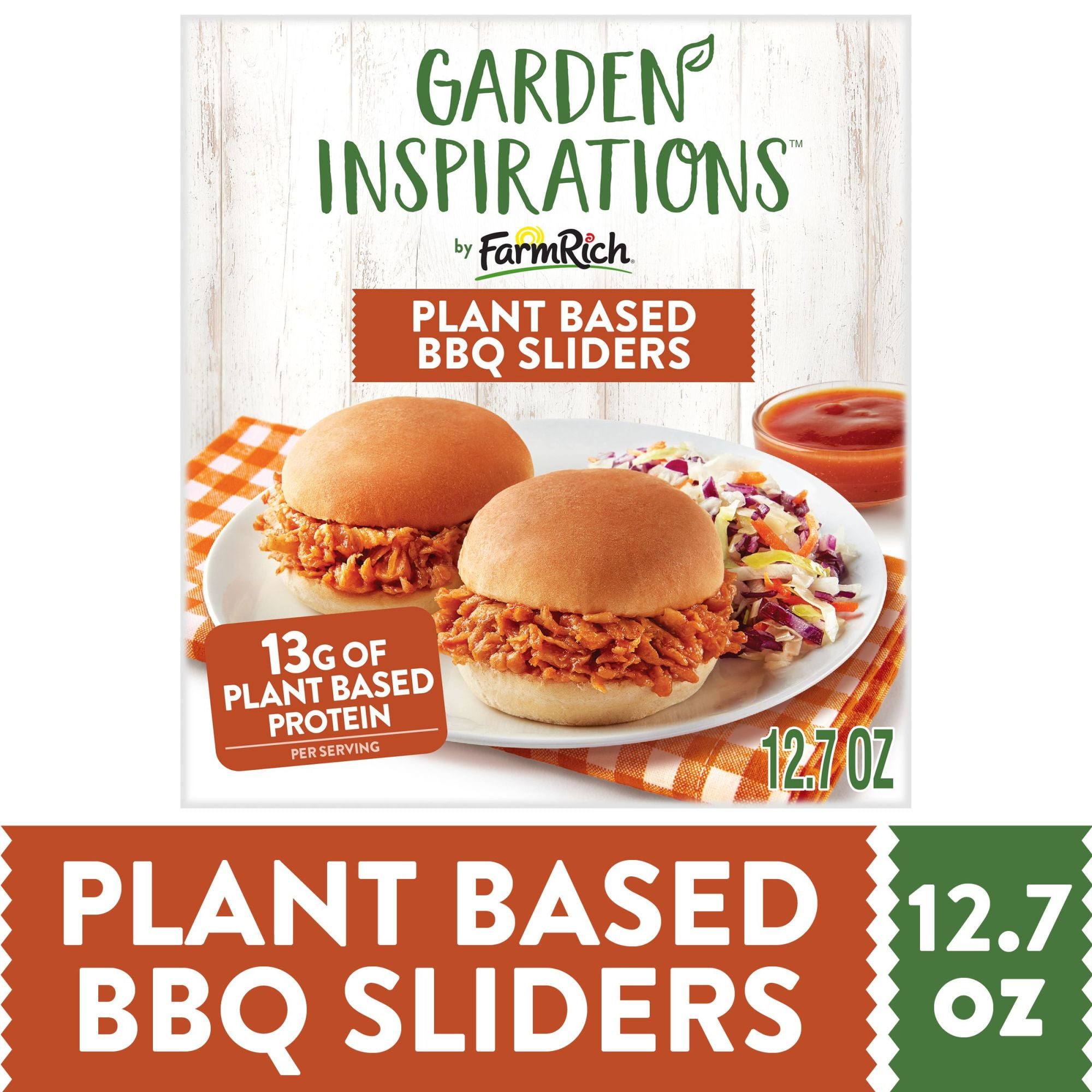Farm Rich Garden Inspirations Plant Based BBQ Sliders, Frozen, 6 Sliders