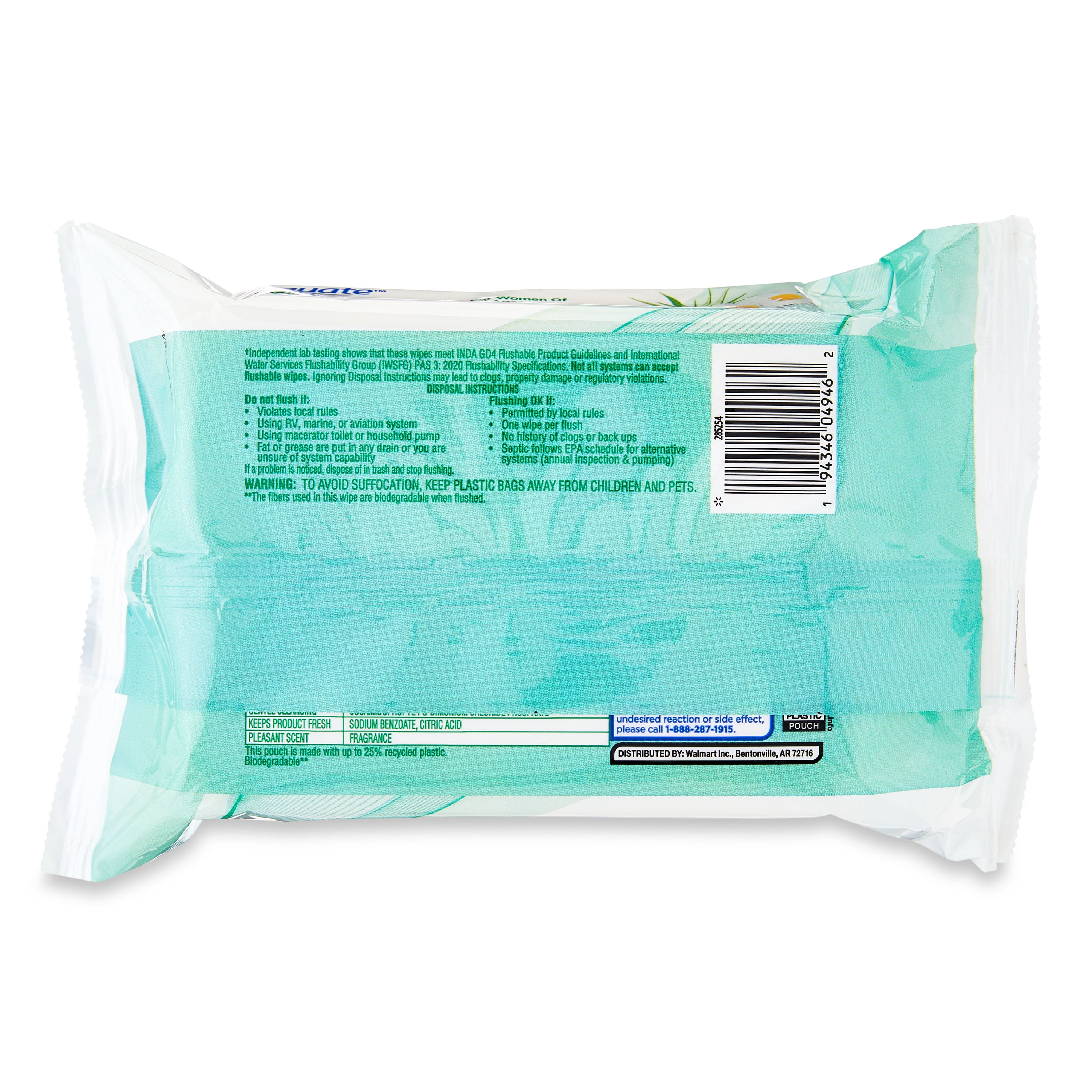 Equate Personal Wipes, Lightly Scented, Resealable, 48 Wipes