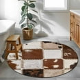 thumbnail image 3 of Round Rugs 4Ft, Brown Beige Round Area Rug Washable Indoor Throw Carpet, Vintage Art Plaid Farmhouse Checkered Soft Non Slip Circle Rug for Kitchen Nursery Room Home Decor Aesthetic, 3 of 8