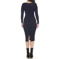 thumbnail image 3 of White Mark Women's Long Sleeve Rib Midi Sweater Dress, 3 of 6