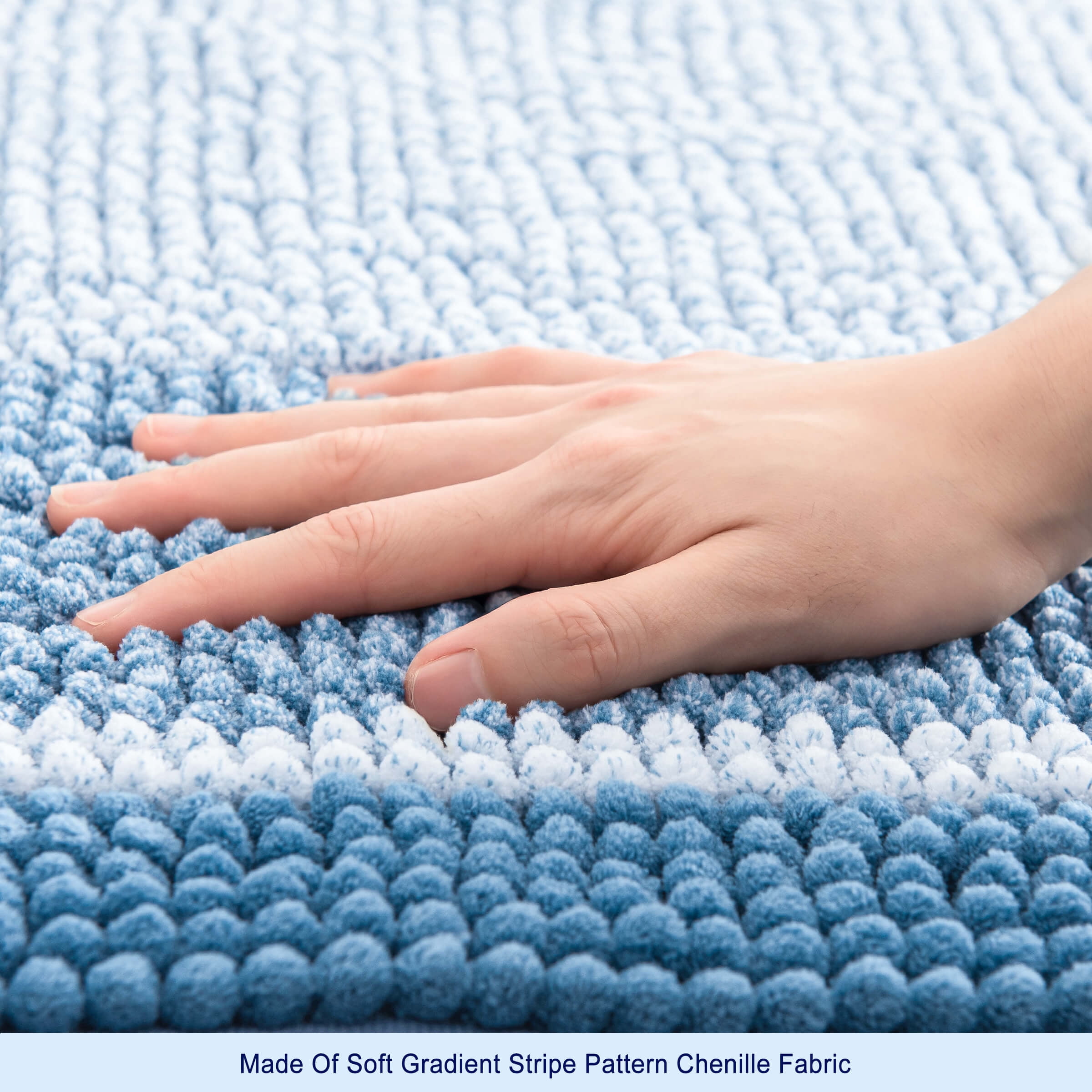 Subrtex Bathroom Rugs Chenille Plush Bath Mat Water Absorbent ,20"x32", Stone Blue