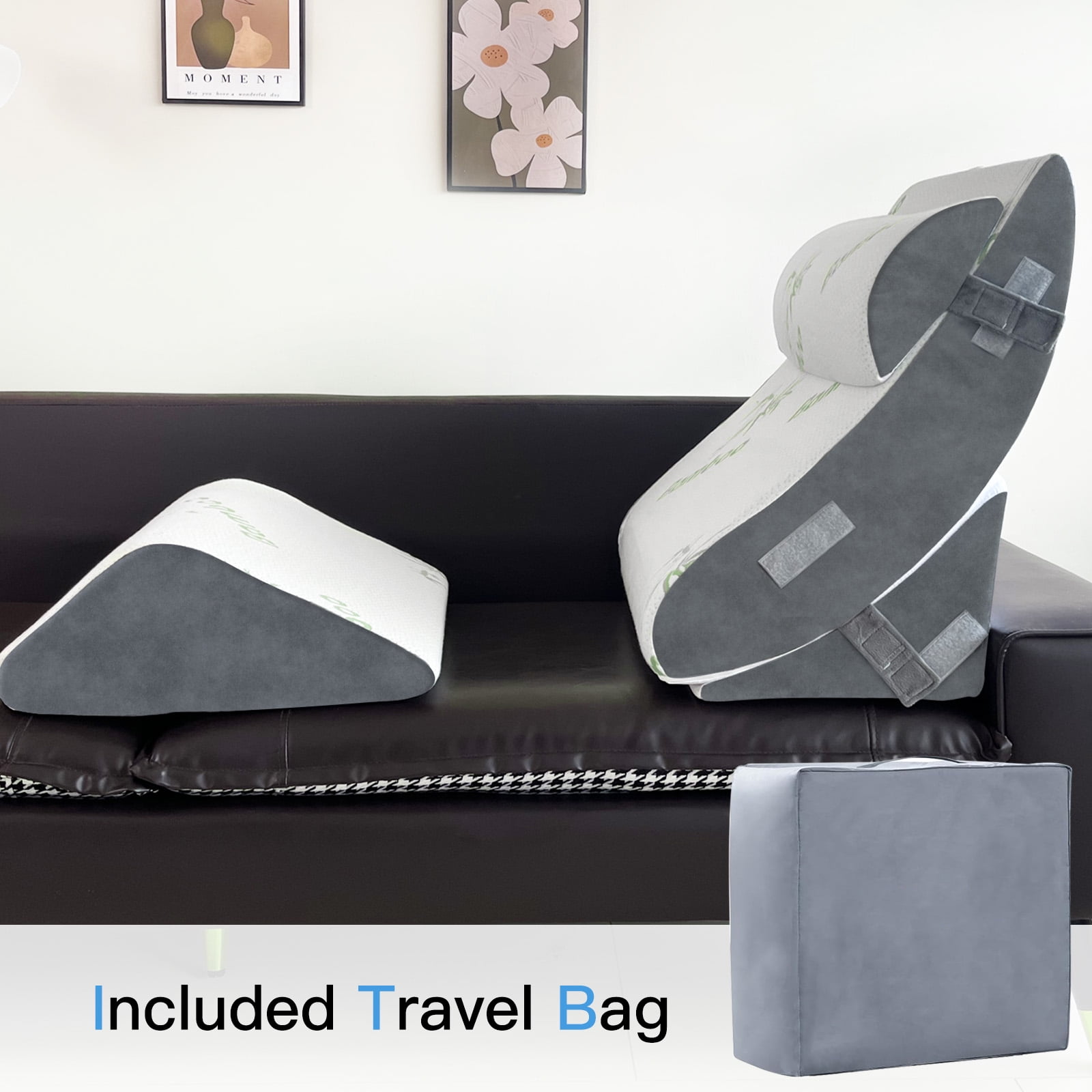 Airensky Orthopedic Wedge Pillow Set for Sleeping – 4PCS Adjustable Memory Foam Bed Wedge for Acid Reflux, Post Surgery, Back Pain, Leg Elevation & Snoring Relief
