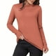 thumbnail image 3 of Tops Henley,Blusa de terciopelo de manga larga para mujer, cuello semialto con aberturas para los pulgares, blusa de poliéster suave para uso informal, sopatenor, 3 of 9