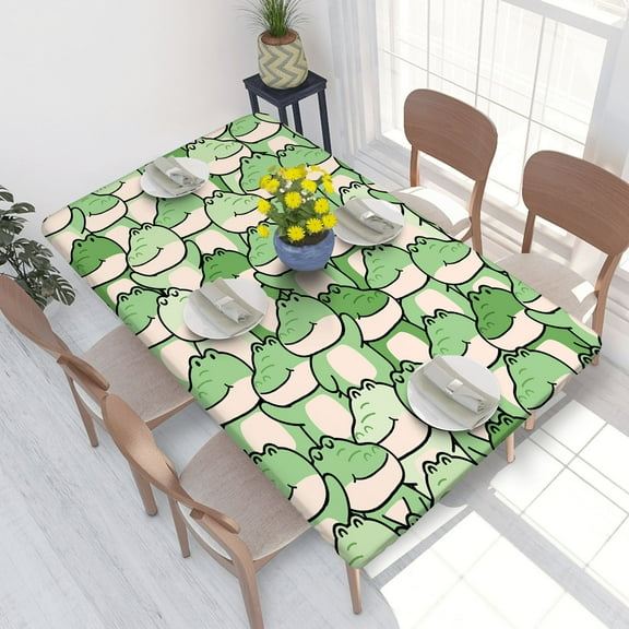 Elastic Edge Fitted Tablecloth Cartoon Cute Crocodile for Rectangle Table 4 FT 30 X 48 Inch