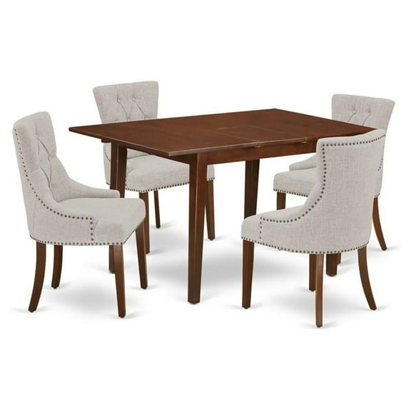 Pemberly Row 5-piece Wood Dining Set in Mahogany/Doeskin