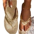 thumbnail image 4 of longantii Flip Flops for Women Sandals Beach Thong Sandals for Women Dressy Summer Fancy Style Flip Flops Rhinestone Open Toe Slippers Bling-Bling Flat Slides White, 4 of 6