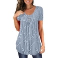 thumbnail image 2 of Women's Short Sleeve T-shirt Women'S Tunic Tops For Leggings Short Sleeve Shirts Up Casual Ruched Blouses Clothes,Blue Women's Short sleeve T-shirt XL, 2 of 5