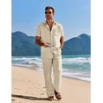 thumbnail image 6 of COOFANDY Men Beach Outfits Summer Linen Outfits Sets Loose Long Pants Vacation Outfits Sets 2 Piece Walking Suits, 6 of 6