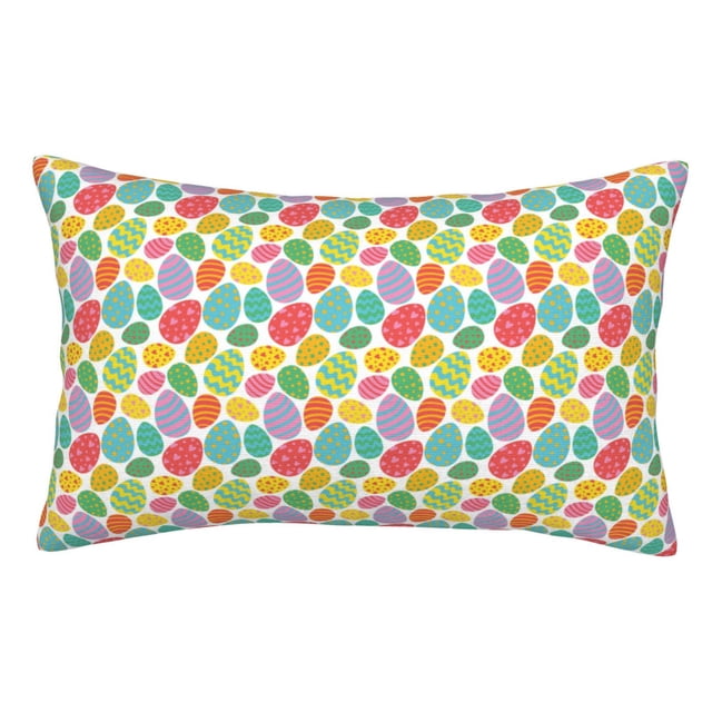 Fotbe colorful easter eggs Funda de Almohada Decorativa Estilo Occidental, Lujo en Algodón, Fundas para Almohadas King, Cojín Estampado para Decoración del Hogar-16"x24"