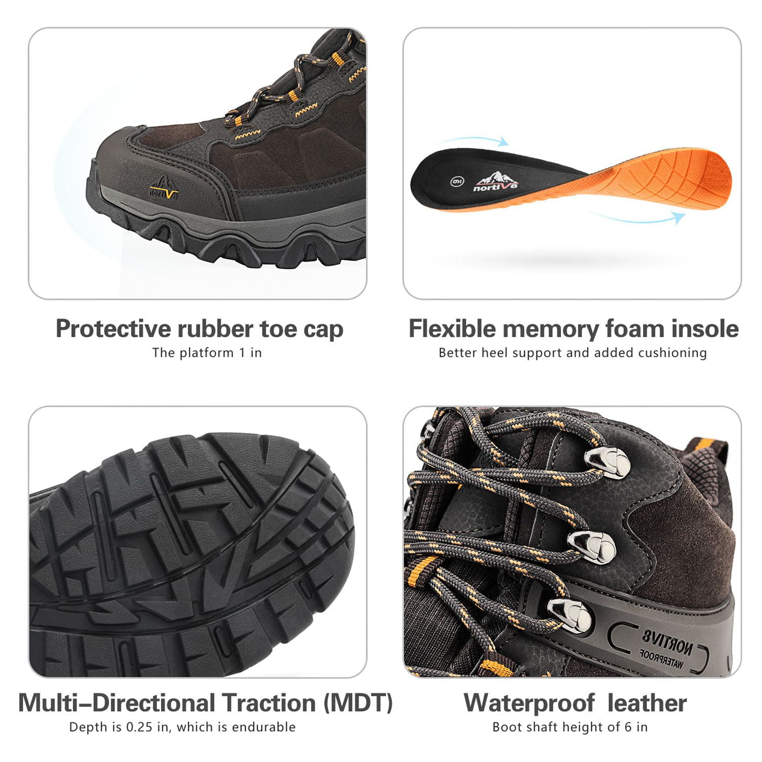 Nortiv 8 Men's Waterproof Hiking Boots Outdoor Mid Trekking Lightweight Mountaineering Shoes Paladin