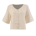 thumbnail image 1 of Blusa George para Mujer,Manga al Codo Escote V y Aletilla Funcional Blanco Talla M, 1 of 4