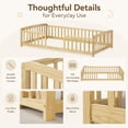 thumbnail image 5 of Miniyam Twin Kids Floor Bed with Guardrails, Pine Wood Montessori Bed Frame with Rounded Opening, Natural, 5 of 7