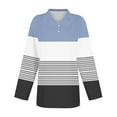 thumbnail image 4 of Ayolanni Blue Women Tunic Tops Striped Long Sleeve Collared Pullover Polos Womens Tee Shirts XL, 4 of 5