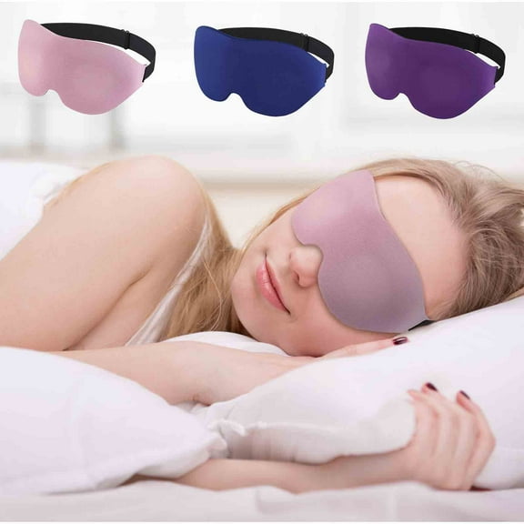 3Pcs Sleep eye mask, Kadlawus 3D Sleep Eye Mask with Memory Foam, Breathable and Light Blocking Eye Shield for Night Sleep, Adjustable Strap for Comfort
