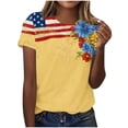 thumbnail image 2 of Xdegoge 4th of July Patriotic T Shirt for Women USA American Flag Short Sleeve Crewneck Stars and Stripes Floral Botanical Print Casual Loose Fit Lightweight Summer Tops, 2 of 5