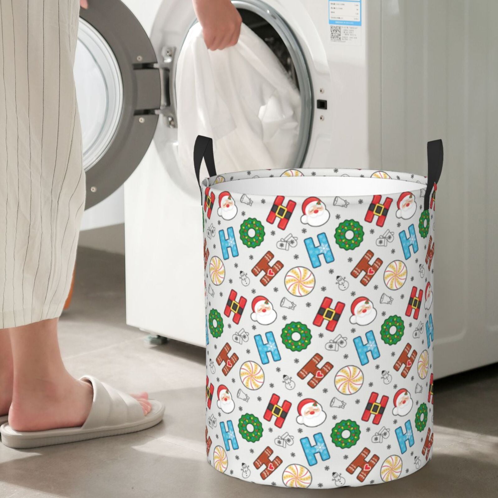 Large Laundry Basket with Handles - Christmas Hohoho 1 Kids Baby Dirty Clothes Laundry Hamper for Bedroom Aesthetic