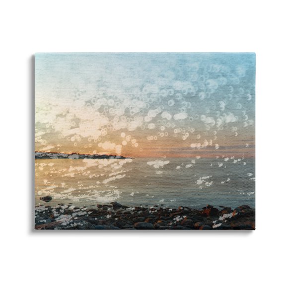 Stupell Industries Abstract Beach Splash Landscape Painting Gallery Wrapped Canvas Art Print Wall Art, 40 x 30