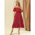 thumbnail image 2 of Vestido maxi Allegra K encaje volantes rojo S, 2 of 6