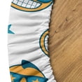 thumbnail image 4 of Ambesonne Cool Emoji Fitted Round Tablecloth, Rock Star Pattern Funny, 45"- 56" Diameter, White Mustard Sea Blue, 4 of 4