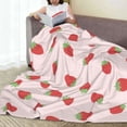 thumbnail image 6 of Honeii Strawberry Print Fleece Blanket - Throw Blanket for Bed, Sofa, Couch, Camping, and Travel , Microplush Ultra Soft Warm Blanket-50"x40", 6 of 7