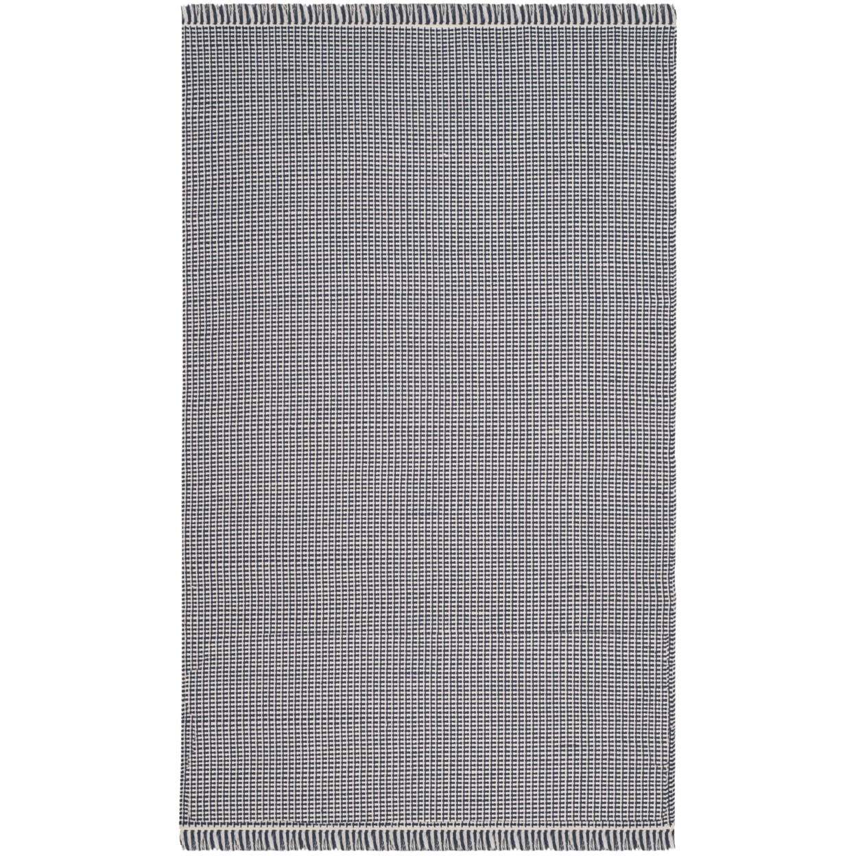 SAFAVIEH Montauk Patton Geometric Cotton Runner Rug, Ivory/Navy, 2'3" x 10'