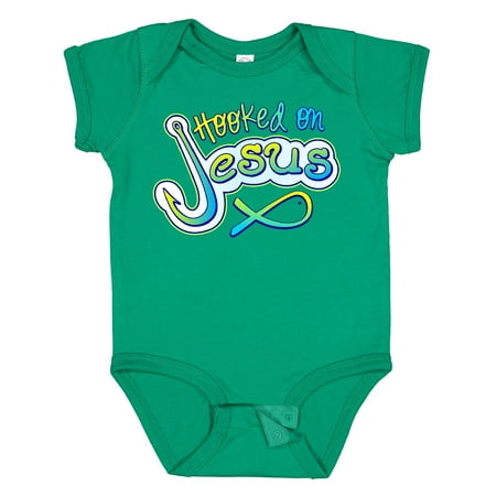 

Inktastic Hooked on Jesus Christian Gift Baby Boy or Baby Girl Bodysuit