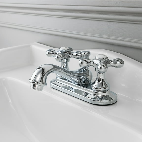 Teapot Centerset Bathroom Sink Faucet - Metal Cross Handles