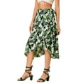 thumbnail image 4 of INSPIRE CHIC Women's Floral Tropical Boho Midi Wrap Skirt M Black, 4 of 8
