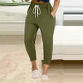 thumbnail image 2 of ZyeKqe Plus Size Capri Pants for Women Drawstring High Waisted Capris Straight Leg Summer Cropped Lounge Trousers, 2 of 6