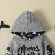 thumbnail image 5 of Herrnalise - Conjunto de mono de manga corta para bebé niño, otoño e invierno, con estampado de dinosaurios, manga larga, capucha y pantalones, 5 of 8