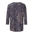 thumbnail image 4 of YFNNUP Plus Size 3/4 Sleeve Shirt for Womens Print Crew Neck Tops Casual Loose Fit T Shirts Breathable Vacation Blouse Blue XXL, 4 of 6