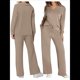 thumbnail image 3 of Conjuntos de Dos Piezas para Mujer, Cuello en V, Conjuntos Casuales A Juego, Ropa de Estar por Casa, Ropa de Otoño, Conjuntos de Viaje, Moda Marrón M, 3 of 6