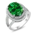 thumbnail image 4 of Gem Stone King 5.44 Ct Oval Green Created Emerald 925 Sterling Silver Ring, 4 of 6