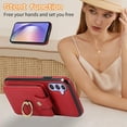 thumbnail image 2 of REQO Phone Case for Samsung Galaxy A25 5G Wallet Cell Cover with Screen Protector and Crossbody Strap Ring Stand RFID Credit Slot Card Holder Leather A 25 25A Women Men Girls Red, 2 of 7