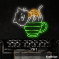 thumbnail image 4 of Craftnamesign Cat In Cup Neon Sign, Coffee Shop Decor, Cat Lover Gifts, 4 of 4