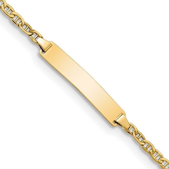 14K Yellow Gold Semi-Solid Polished Anchor Link Id Bracelet (Width 4.5) (Length 8) - Jbsp