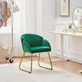thumbnail image 3 of CRXX Flower Velvet Vanity Chair, Modern Side Chair Armchair with Golden Metal Legs for Living Room/Dressing Room/Bedroom/Home Office/Kitchen, Green, 3 of 10
