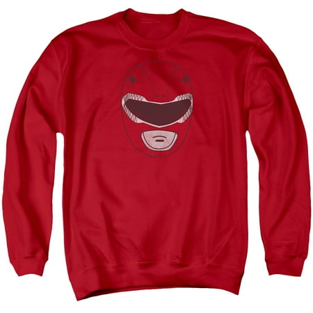 Trevco Power Rangers-Red Ranger Mask Adult Crew Sweat Tee, Red - 2X