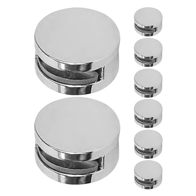 8 Set Zinc Alloy Mirror Clips Round Bright Mirror Brackets Sturdy Glass Mounting Clips Easy to Install Mirror Holder Clips Mirror Wall Hangers