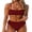 Deep Red, variant on Tummy Control 2 Piece Swimsuits for Women High Waisted Bikini Sets Ribbed Textured Bathing Suits Beach Swimwear Black M