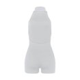 thumbnail image 3 of Vedolay Womens Jumpsuits Dressy Women's Long Sleeve One Piece Bodycon Short Pants Jumpsuits Rompers High Neck Tights,White L, 3 of 4