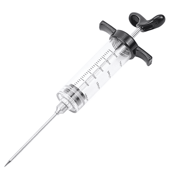 Meat Injector Syringe Heavy-Duty Marinade Turkey Injector Kit Turkey Needle Marinade Syringe Barbecue Syringe Baking Tool Injection Needle Durable Sauce Basting Tool, Black