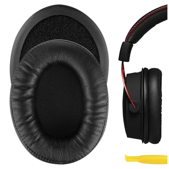 Geekria QuickFit Replacement Ear Pads for HyperX Cloud Alpha Gaming Headphones Ear Cushions, Repair Parts (Black)